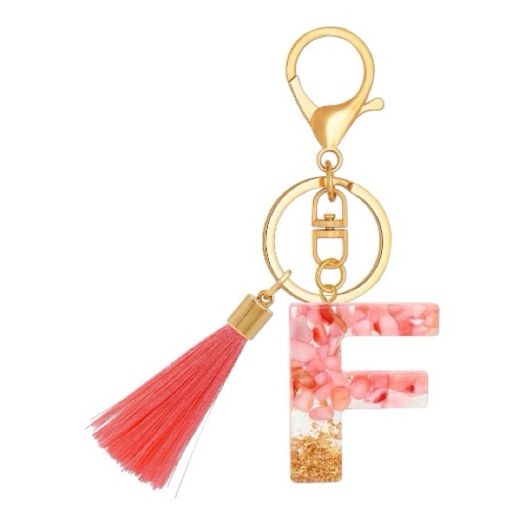 Initial Keychain with Tassel / Bag Charm “F” NIP - Picture 7 of 7